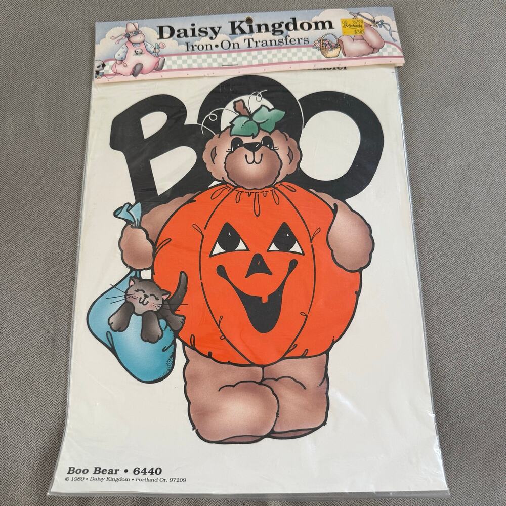 Vintage Daisy Kingdom Boo Bear Halloween Iron-On Transfer #6440 Pumpkin Costume